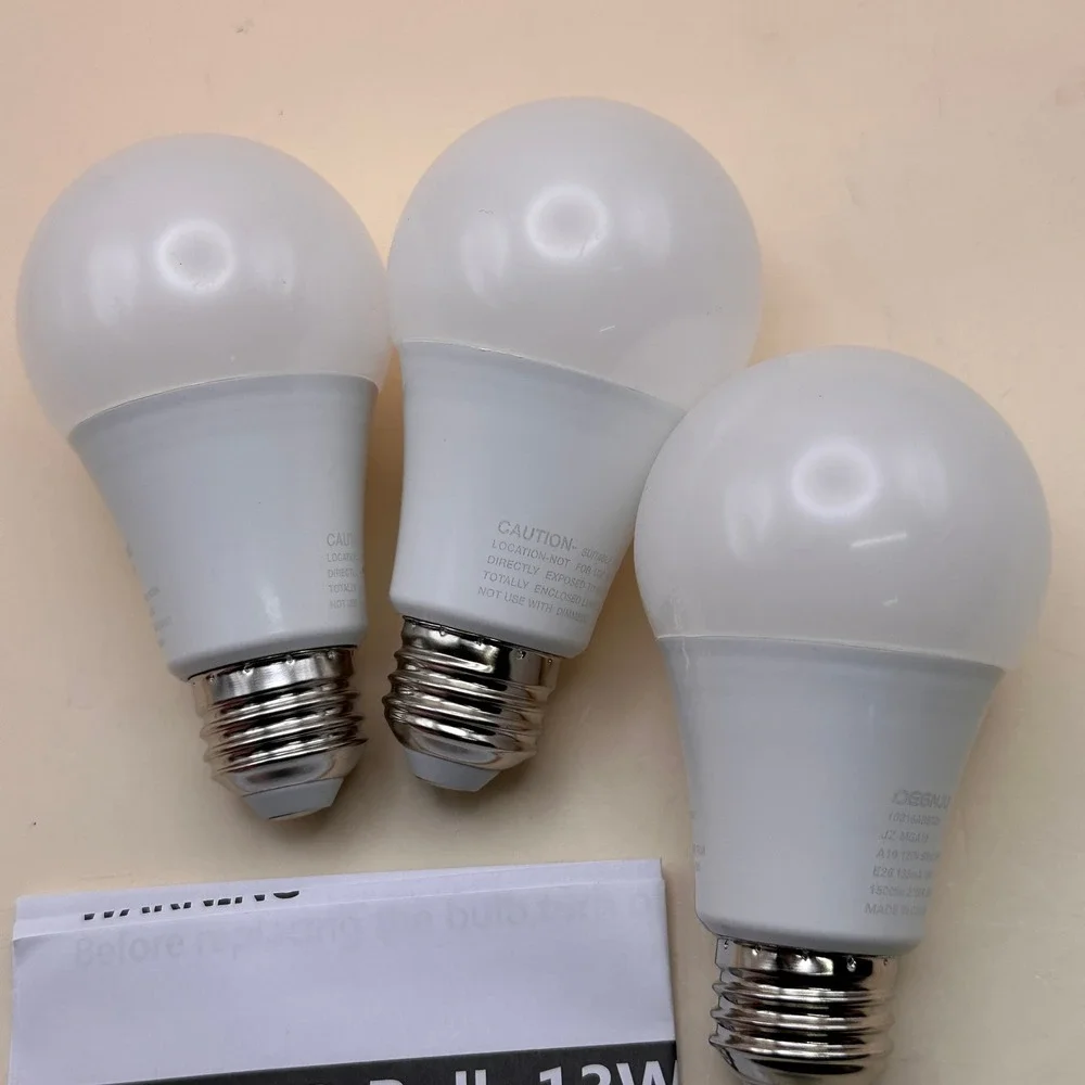 Set of 3 DEGNJU A19 LED Light Bulbs 100W Equivalent 2700K Soft White, 1500